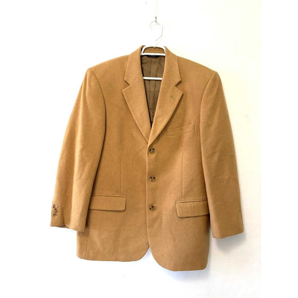 Men's Brooks Brothers 346 Camel Tan Hair Sports Coat Blazer 41R three button